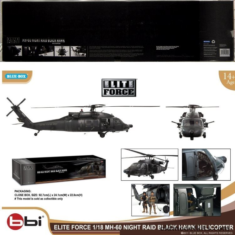 Elite Force 1/18 MH-60 Night Raid Black Hawk Helicopter, 003958 plastic model kit